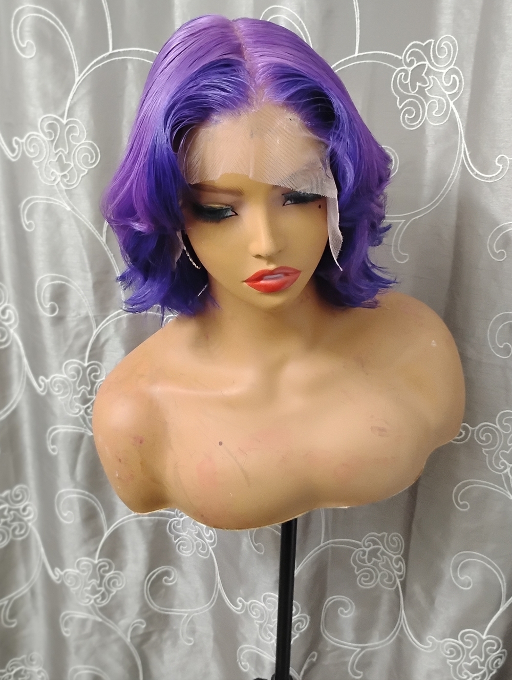 Purple Short Wavy Lace Front Wig - Women Hair - Picture 10 of 10